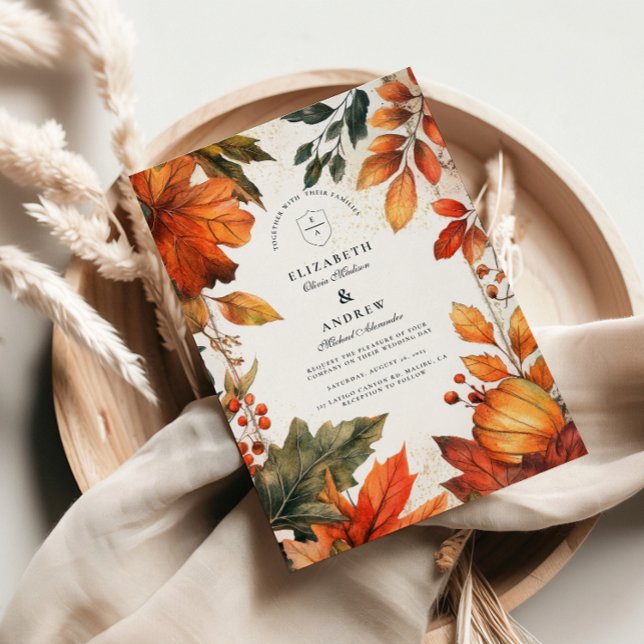Bold Höst löv Bröllop Inbjudningar (Skapare uppladdad)