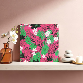 Bold Hot Pink Leopard Tropical Jungle Seamless Pat Kakelplatta