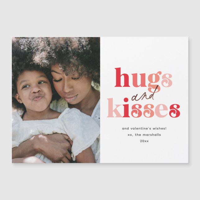 Bold Hugs och Kisses Photo Valentine Day Card (Framsida)