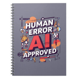 Bold “Human Error, AI Approved” Digital Art Anteckningsbok