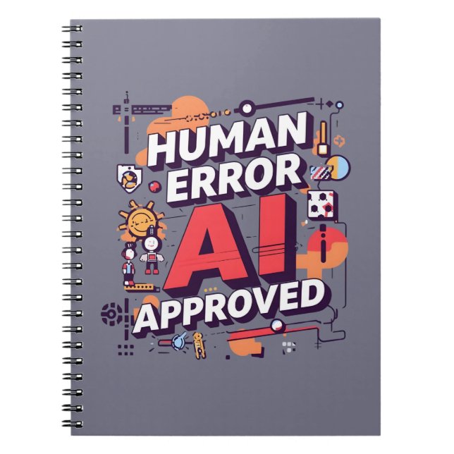 Bold “Human Error, AI Approved” Digital Art Anteckningsbok (Framsidan)