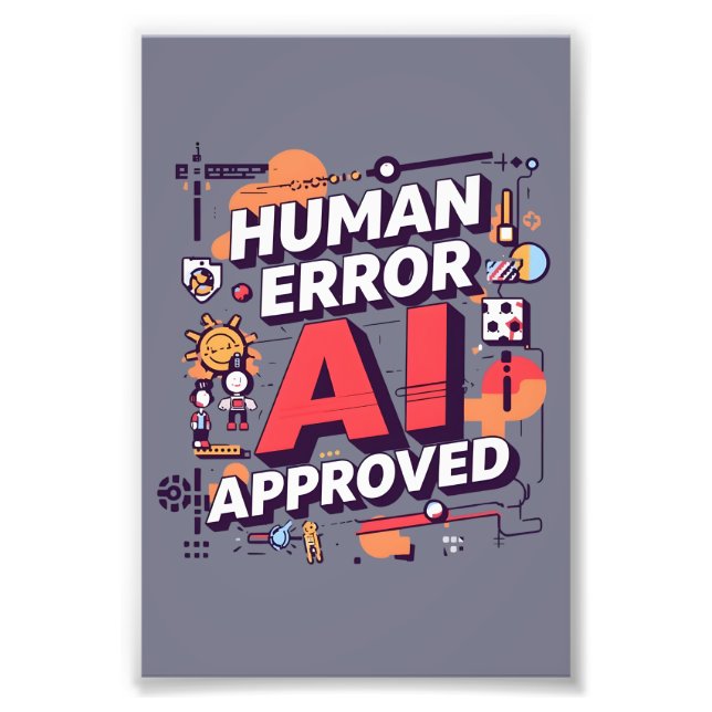 Bold “Human Error, AI Approved” Digital Art Fototryck (Framsidan)