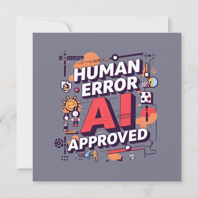 Bold “Human Error, AI Approved” Digital Art Julkort (Framsida)