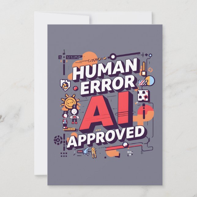 Bold “Human Error, AI Approved” Digital Art Julkort (Framsida)