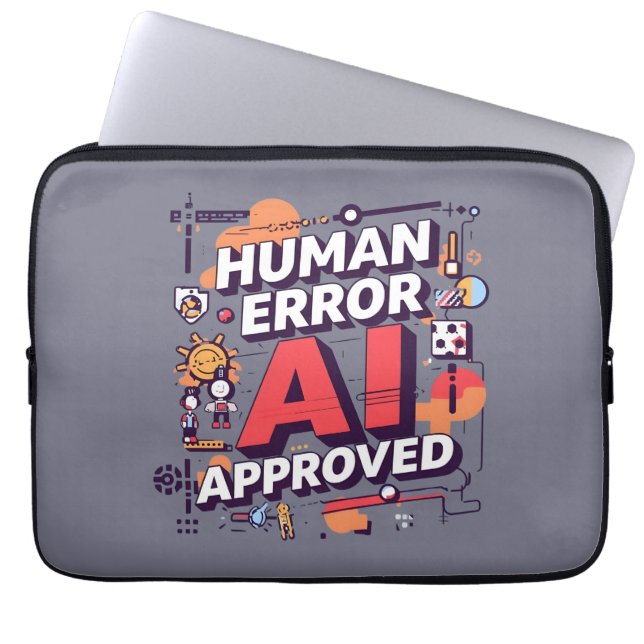 Bold “Human Error, AI Approved” Digital Art Laptop Fodral (Framsidan)