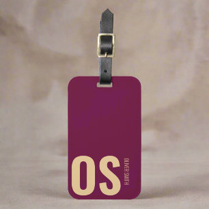 Bold Initial monogram Burgundy Travel Branding Bagagebricka