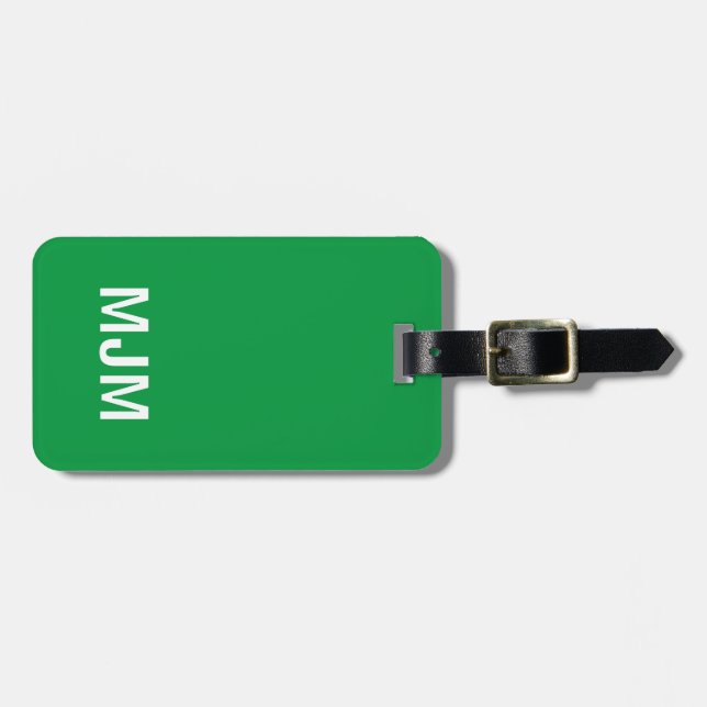 Bold Initialer Bright Grönt Luggage Tag-nummer Bagagebricka (Horisontell Framsida)