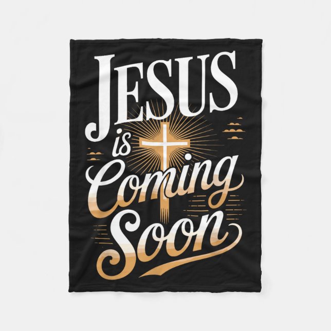 Bold Jesus Is Coming Soon Christian Apparel  Fleecefilt (Framsidan)