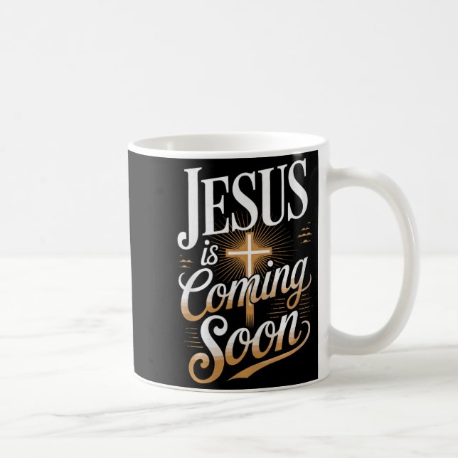Bold Jesus Is Coming Soon Christian Apparel Premiu Kaffemugg (Höger)