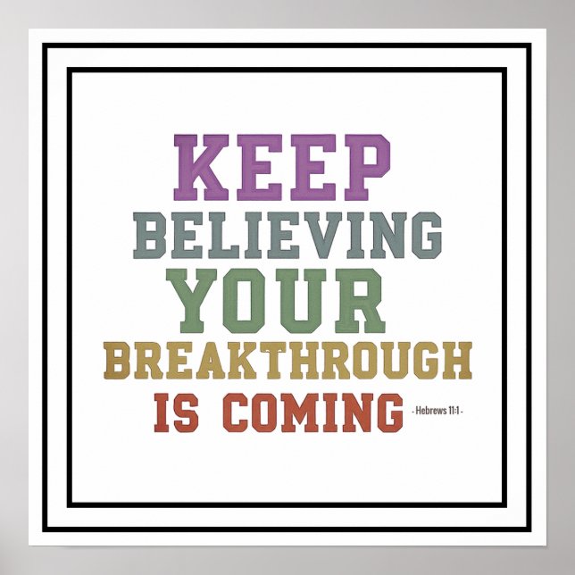 Bold Keep Believing Your Breakthrough Is Coming Poster (Framsidan)