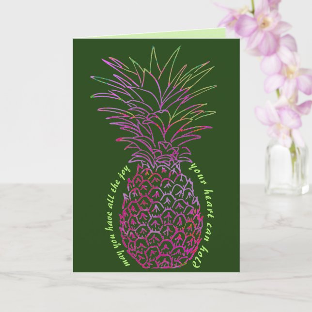 Bold, lätt ananas-Grattis på födelsedagen-kort Kort (Orkide)