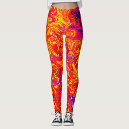 Bold Lava Färg Abstract Design Leggings