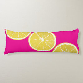 Bold Lemon Slice on Pink Body Pillow Kroppskudde