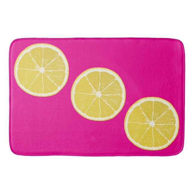 Bold Lemon Slice Pink Citrus Bath Mat Badrumsmatta (Framsidan)