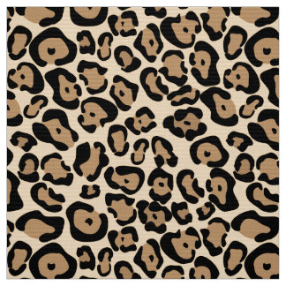 Bold Leopard Skriv ut Fabric Tan Black & Brown Tyg