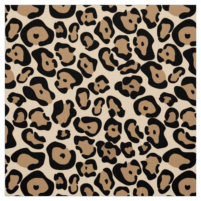 Bold Leopard Skriv ut Fabric Tan Black & Brown Tyg (Provkarta)
