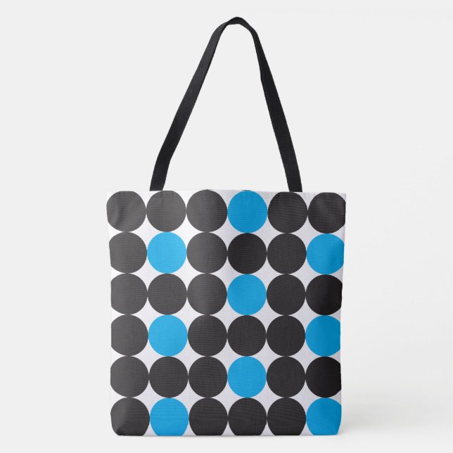 Bold Light Blue Black Dots Geometric Mönster Tygkasse (Framsida)