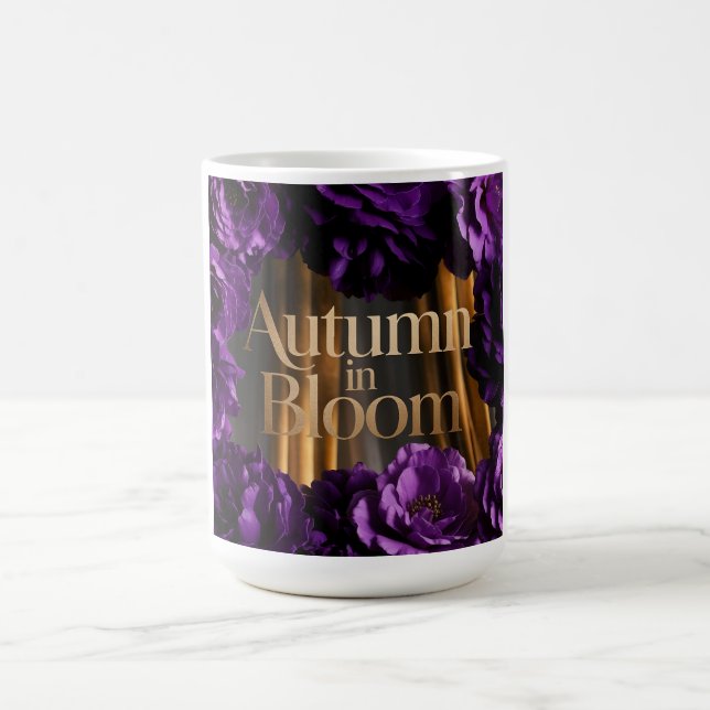 Bold Lila Blommigt Gräns Hösten Påstående design Kaffemugg (Center)