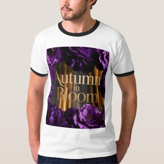 Bold Lila Blommigt Gräns Hösten Påstående design T Shirt (Framsida)