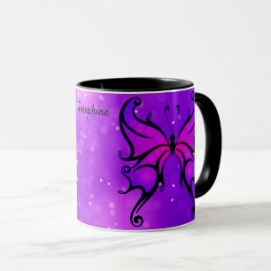 Bold Lila Butterfly Coffee Kopp Gift Mugg