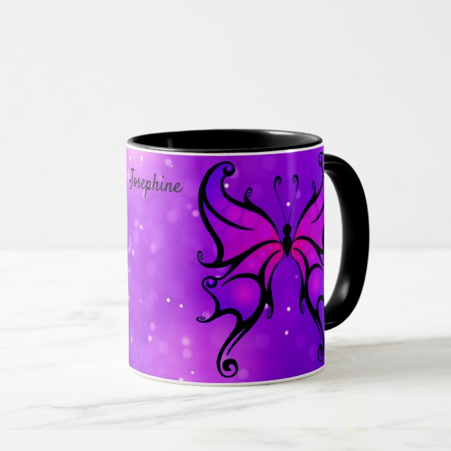 Bold Lila Butterfly Coffee Kopp Gift Mugg (Framsida höger)