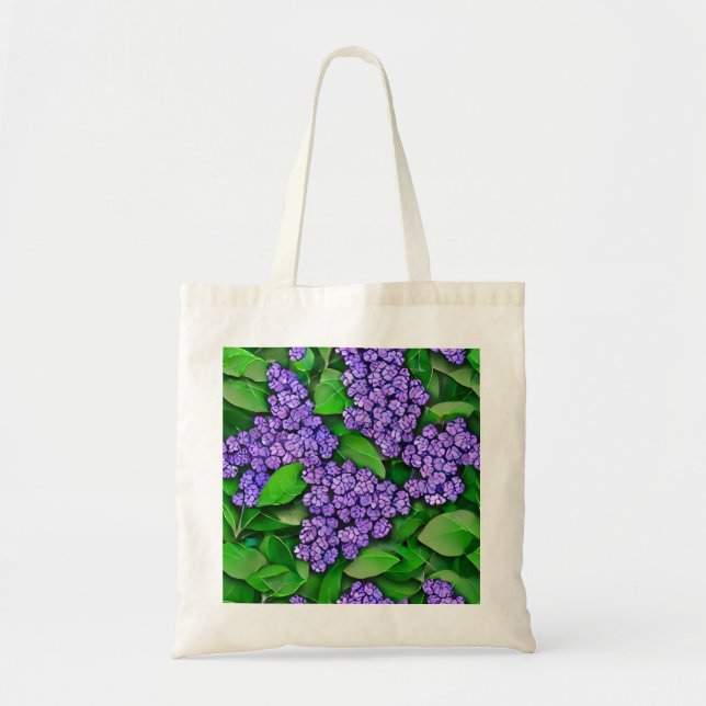 Bold Lilac Flowers Canvas Tote Tygkasse (Framsidan)