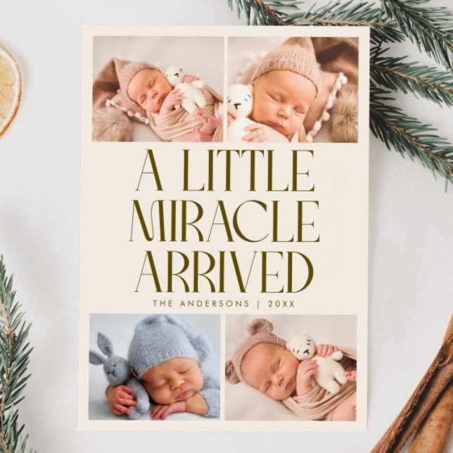 Bold Little Miracle Xmas Cream Photo Birth  Meddelande (Skapare uppladdad)