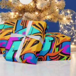 Bold Ljusa färger Graffiti Street Art Mönster Presentpapper