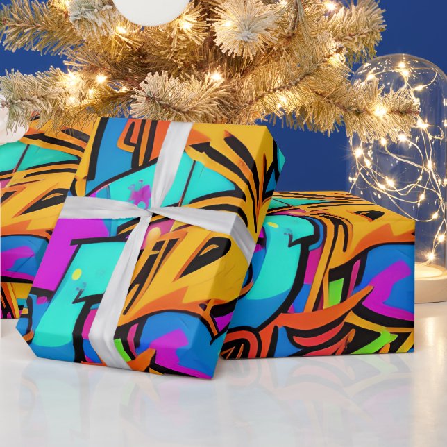 Bold Ljusa färger Graffiti Street Art Mönster Presentpapper (Helgdagar)