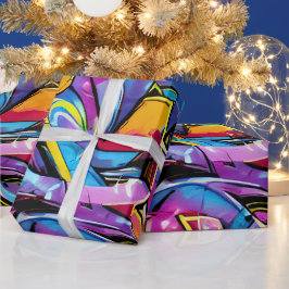 Bold Ljusa färger Graffiti Street Art Mönster Presentpapper