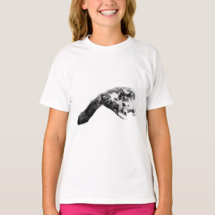 Bold Long-Svan Cat Bläck Art Tee