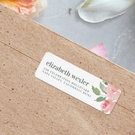 Bold Lowercase Namn Watercolor Ro & Guld Glitter Returadress Etikett