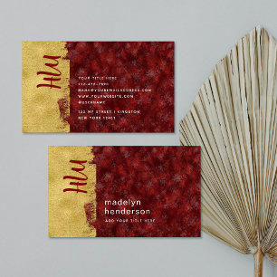 Bold Luxury Jewelry Ruby Guld Brush Monogram Visitkort