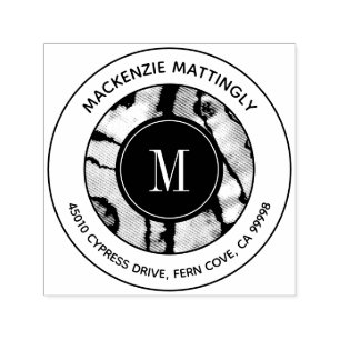Bold Marble Agate Tie Dye Struktur Monogram Adress Självfärgande Stämpel