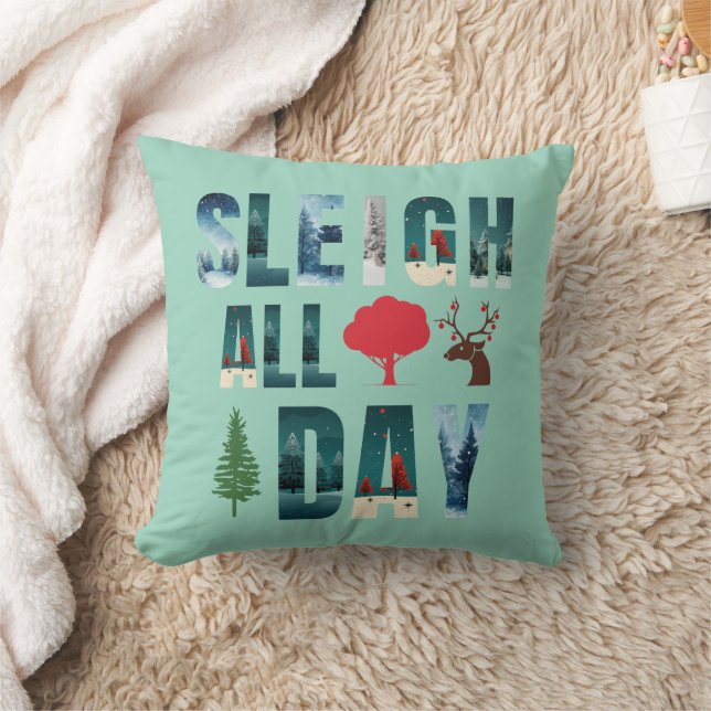 Bold Masks Brev Winter Scenes "Sleigh All Day" Kudde (Filt)