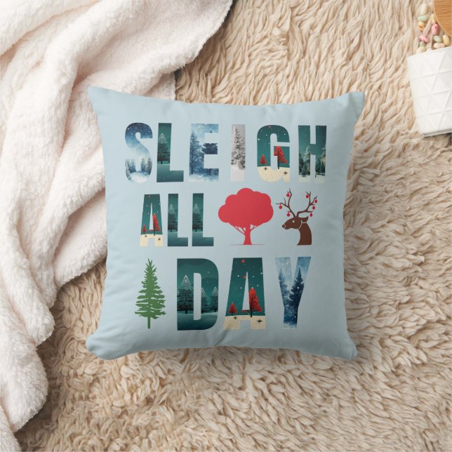 Bold Masks Brev Winter Scenes "Sleigh All Day" Kudde (Filt)