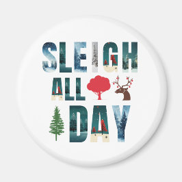 Bold Masks Brev Winter Scenes "Sleigh All Day" Magnet