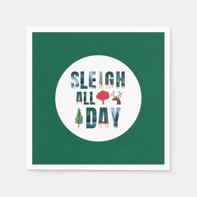 Bold Masks Brev Winter Scenes "Sleigh All Day" Pappersservett (Framsidan)