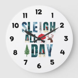 Bold Masks Brev Winter Scenes "Sleigh All Day" Stor Klocka