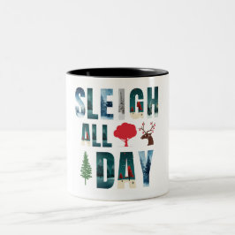Bold Masks Brev Winter Scenes "Sleigh All Day" Två-Tonad Mugg