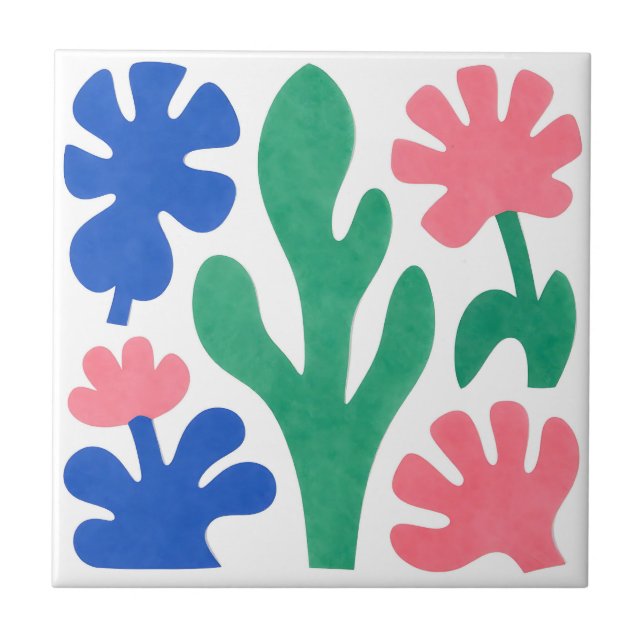 Bold Matisse Style Floral Cutouts Kakelplatta (Framsidan)