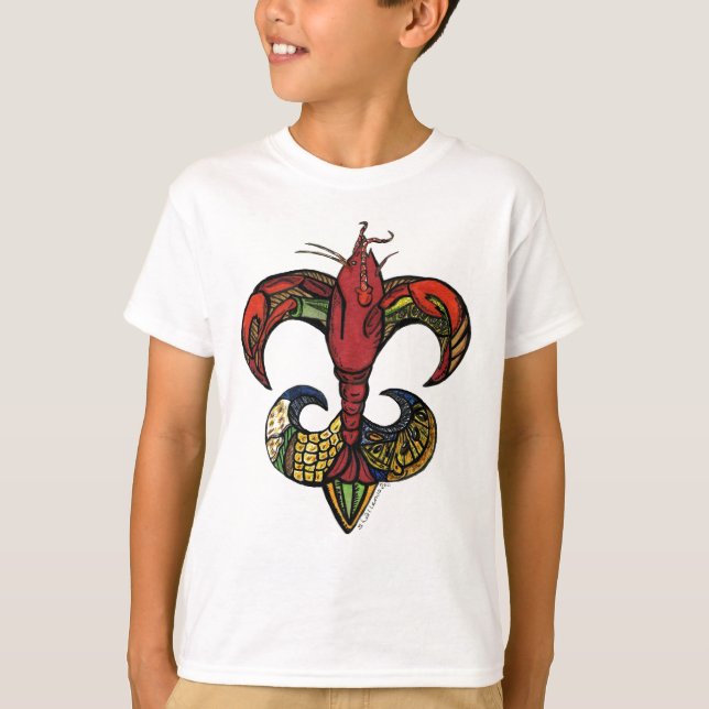Böld med en kräftor Fleur de Lis Tee Shirt (Framsida)