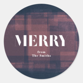 Bold Merry Navy Chalk jul Helgdag Sticker Runt Klistermärke