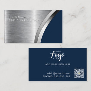 Bold Metallys Construction Navy & silver Visitkort