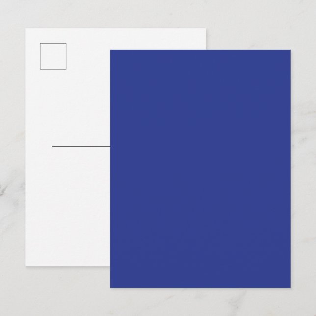 Bold Minimal bröllopsinbjudan i djupt blå Inbjudan Vykort (Fram/baksida)