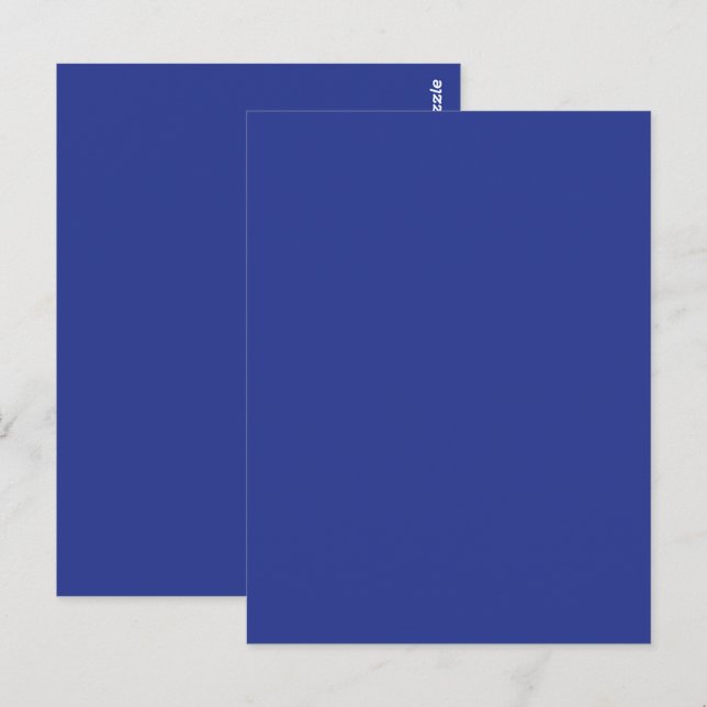 Bold Minimal bröllopsinbjudan i djupt blå Vykort (Fram/baksida)
