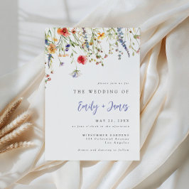 Bold Minimal Wildflower Wedding Invitation Inbjudningar