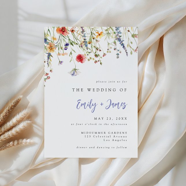 Bold Minimal Wildflower Wedding Invitation Inbjudningar (Skapare uppladdad)