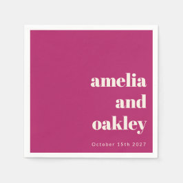 Bold Minimalist Berry Retro Personligt bröllp Pappersservett