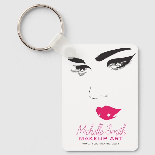 Bold Minimalist Pink Black Modern Makeup Artist QR Nyckelring (Framsida)